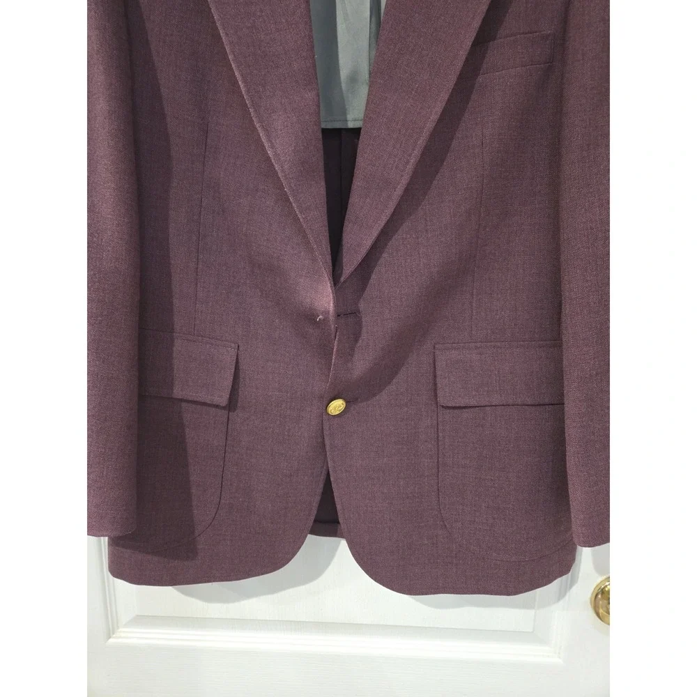 Andhurst VTG Plum Purple Mauve Blazer Jacket 43R Made In USA MISSING button